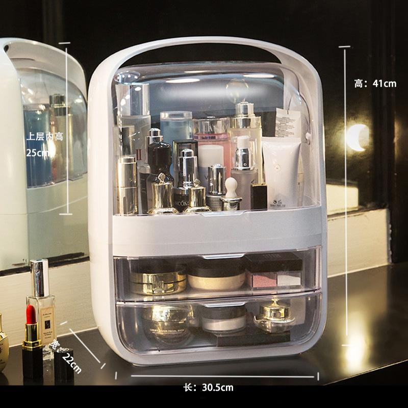 Minimalist Viral Cosmetic Storage Box Large Capacity Dustproof Organizer for Lipstick Skincare Desktop Vanity Use