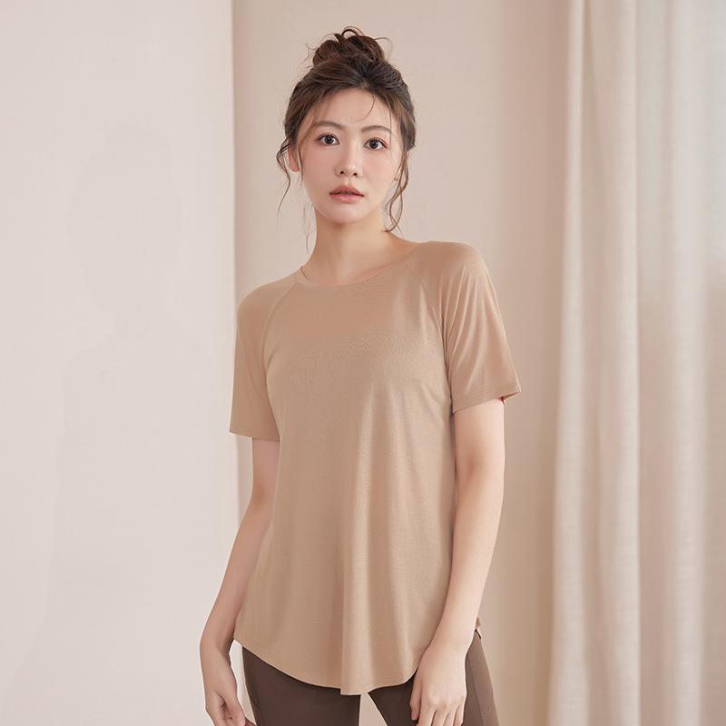 

Plus Size Lightweight Tencel Snowflake Yoga Top - Women s Breathable Fitness Short Sleeve 3XL кавовий