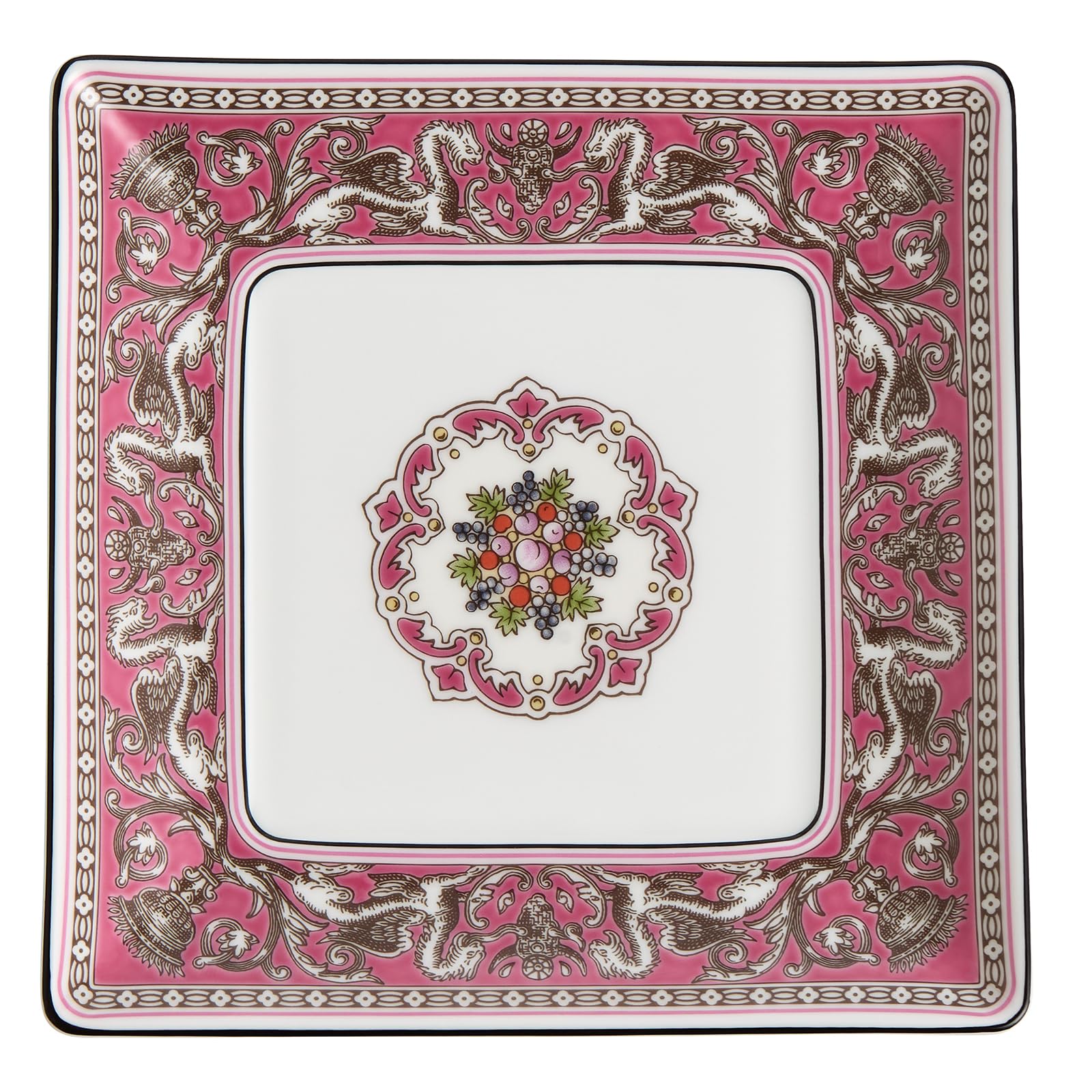 

[Officially Imported] Wedgwood Florentine Fuchsia Square Tray, 14.5cm, Pink, 1076513