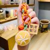 Handmade Crocheted Orange & Sunflower Keychain Set, Lucky Wish Bag Charms,Crocheted Orange & Sunflower Keychain, Lucky Wish Charms