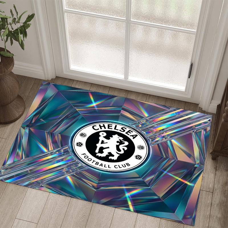 Chelsea FC Design Crystal Velvet Carpet Cozy Non?Slip Printed Rug For Bedroom Living Room Entrance