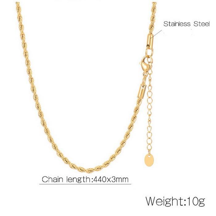 Plain Chain Bracelet, Popular Hip Hop Adjustable Twist Chain Stainless Steel Neutral Wind Necklace