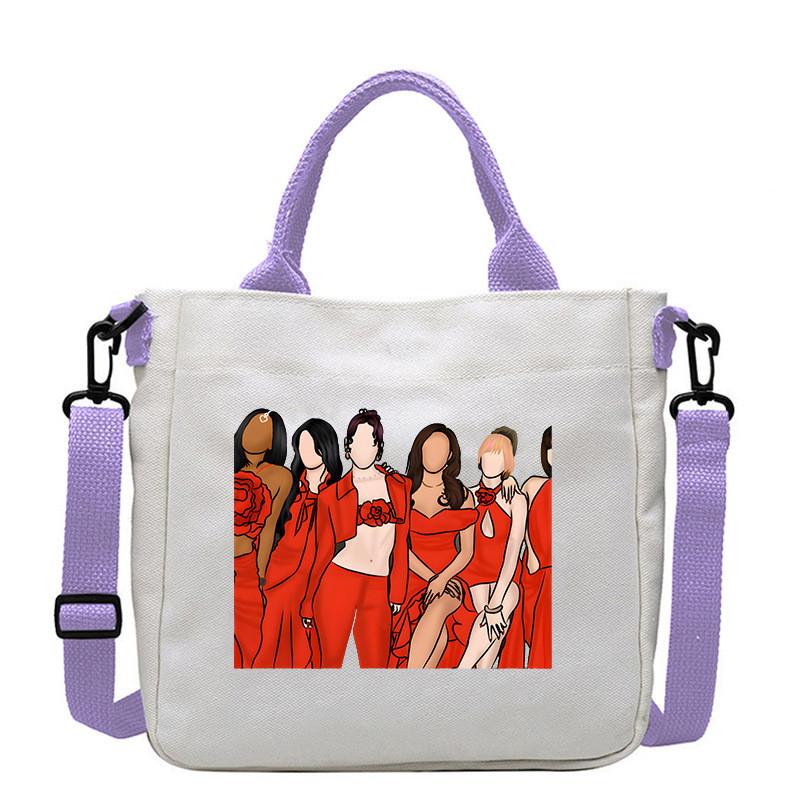 Unique Apparel KATSEYE Groep Kpop Bedrukte Crossbody Tas Casual Canvas Schoudertassen 23 x 23 x 5CM gray