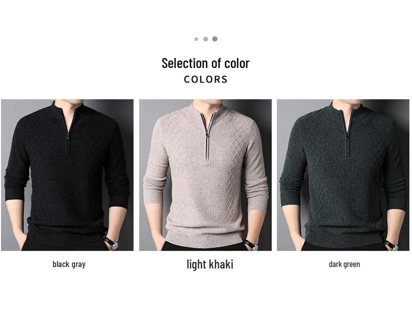 Hengyuanxiang Men's Autumn/Winter 2022 Wool Half-High Collar Sweater for Middle-Aged & Young