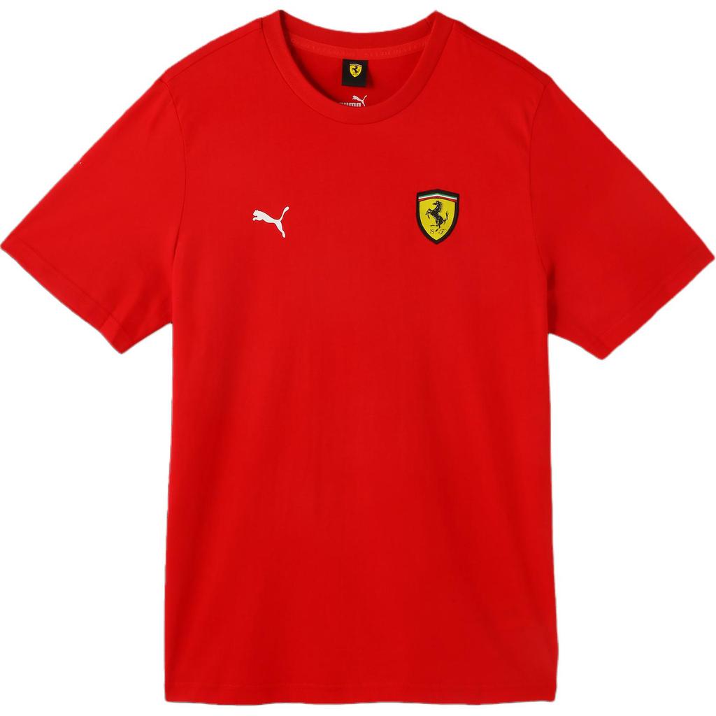 Puma Ferrari Racing Series Panther Logo Printed Shield Emblem Crew Neck Short Sleeve T-Shirt Men Tops Racing-Red 627056-02