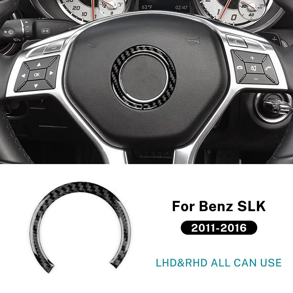 Real Soft Carbon Fiber Trim Car Steering Wheel Center Panel Sticker For Mercedes Benz SLK R172 2011 2012 2013 2014 2015 2016