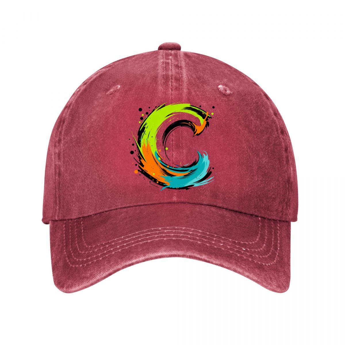 Neon Street Letter C Splash Washed Baseball Cap Outdoor For Womens Unisex FeUnisex Dad Hat Adjustable