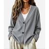 Women S Casual V Neck Button Corduroy Long Sleeve Cardigan Sweatshirt