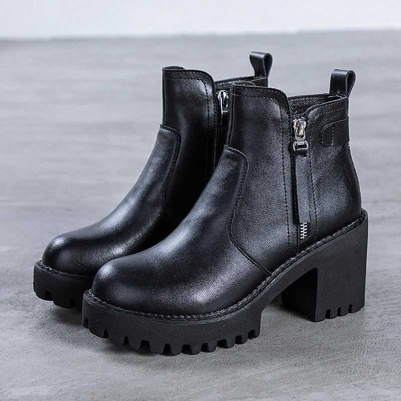 Martin Boots Inner Height Increase Autumn and Winter New British Style Shoes Platform High Heel Casual Shoes Short Boots Tide