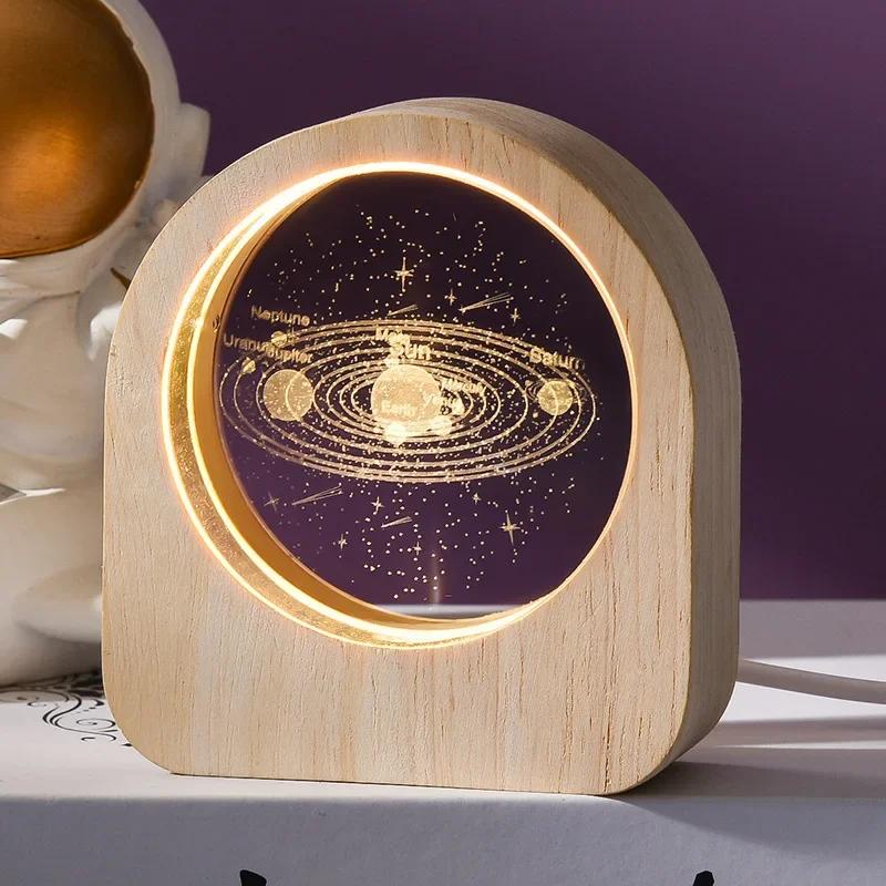 3D křišťálové sklo Řemeslná dekorace Laserem gravírovaný sluneční systém astronomie Dárek k Valentýnu Dárek k narozeninám Stolní dekorace