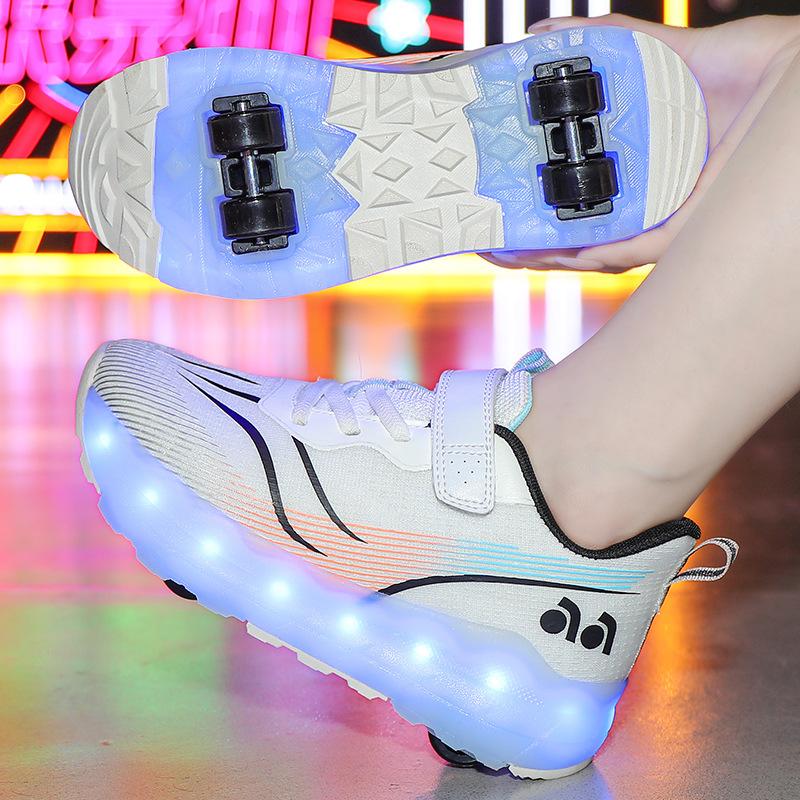 Nové 2025 přímý prodej chlapecké a dívčí zatahovací boty na kolečkách dvoukolečkové čtyřkolečkové odnímatelné kolečkové brusle pro dospělé