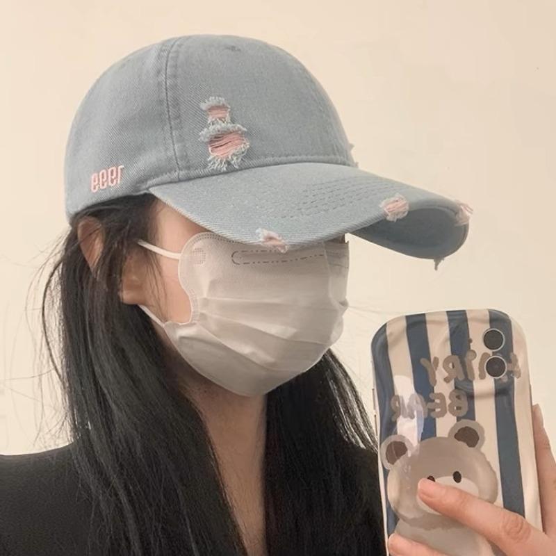 Retro Solid Color Denim Baseball Cap Children Big Head Circumference Showing Face Small Hip Hop Hole Shading Sun Protection Cap Men