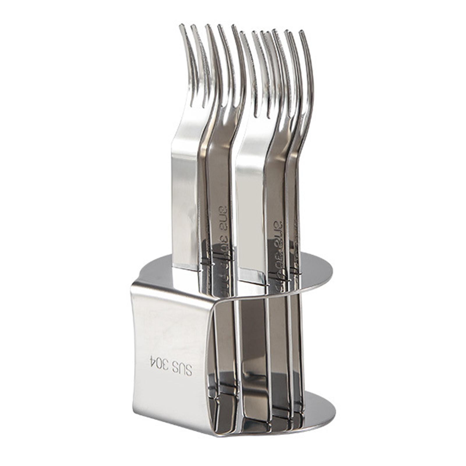 

6 шт./набор золотых серебряных фруктовых вилок с подставкой из нержавеющей стали для торта, десертных вилок, нержавеющая многоразовая посуда, кухонные принадлежности светло-серый