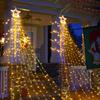 9X3.5M 350 LED Solar Christmas Waterfall Star String Light Outdoor Christmas Tree Topper Star Fairy Light Solar Garland Light