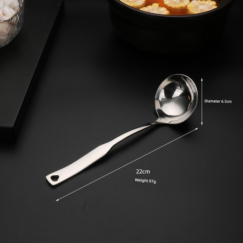 304 Stainless Steel Spoon Set for Home Use, Long Handle Hot Pot Spoon, Soup Spoon, Slotted Spoon, Large Deep and Thick 304 Spoons