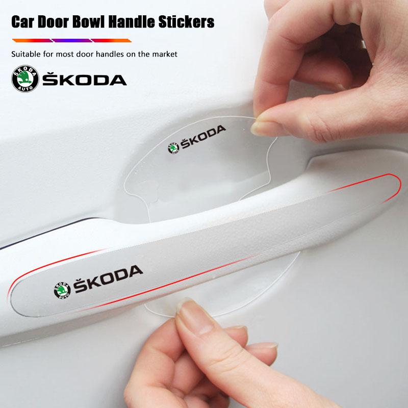 2025 Hot 8pcs Transparent Car Door Handle Protector Stickers Protection Film For Skoda S Kodiaq Octavia 2 3 Yeti Karoq Rapid Fab
