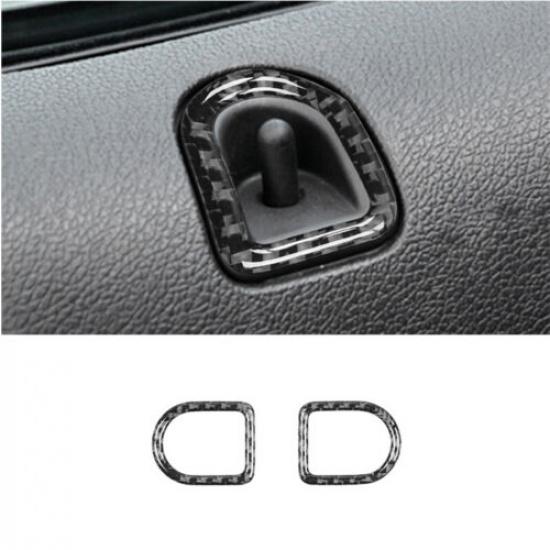 2pcs Carbon Fiber Interior Door Lock Pin Frame Cover For Ford Mustang 2005-2008
