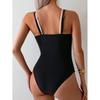 New European and American suspender color matching sexy V-neck one-piece swimsuit women's beach bikini hot spring swimsuit