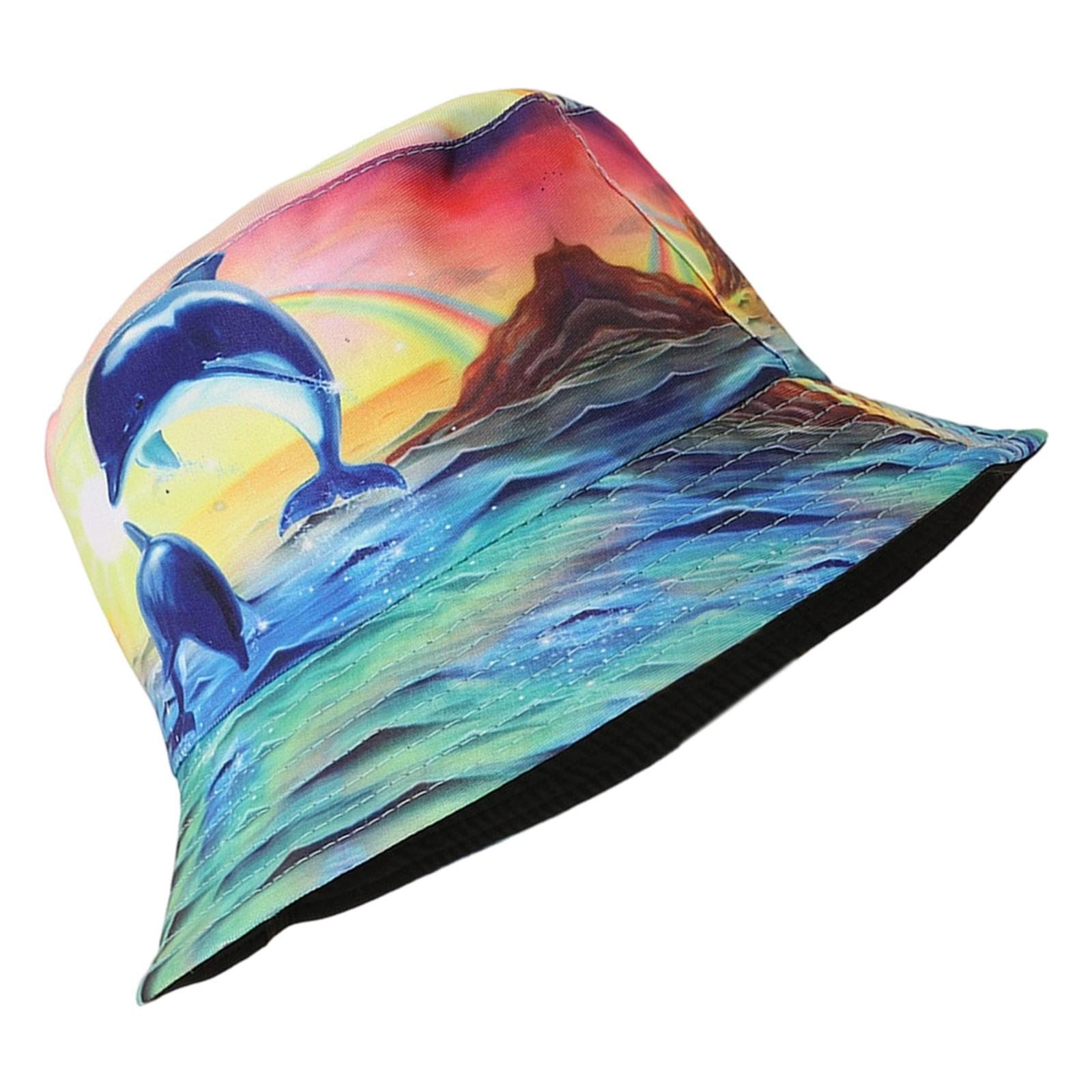 

Stylish Dolphin Printed Bucket Hat For Women Stretchy Comfortable Sun Protective Wide Brims Design Ideal For Travel And Casual