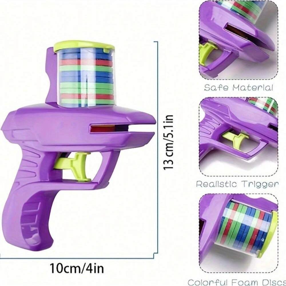Foam Disc Launcher Flying Disc Handheld Shooting Game Outdoor Backyard Toy for Kids Birthday Gifts School Class Prizes