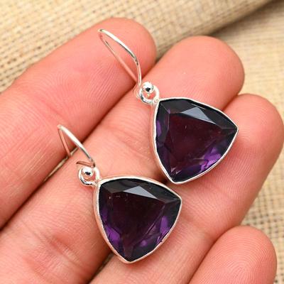 Amethyst Gemstone Handmade 925 Solid Sterling Silver Jewelry Earrings For Wedding Gift