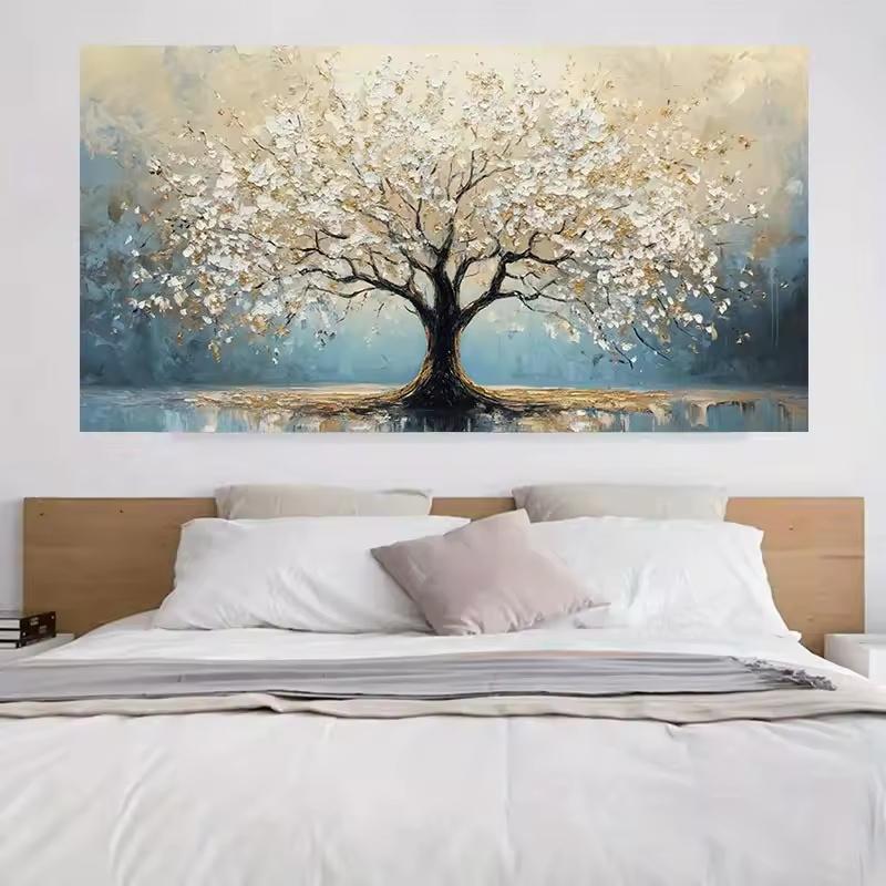 Large Texture Abstract Tree Canvas Painting Modern Landscape Wall Art  Tree of Life Posters and Prints for Living Room Decor