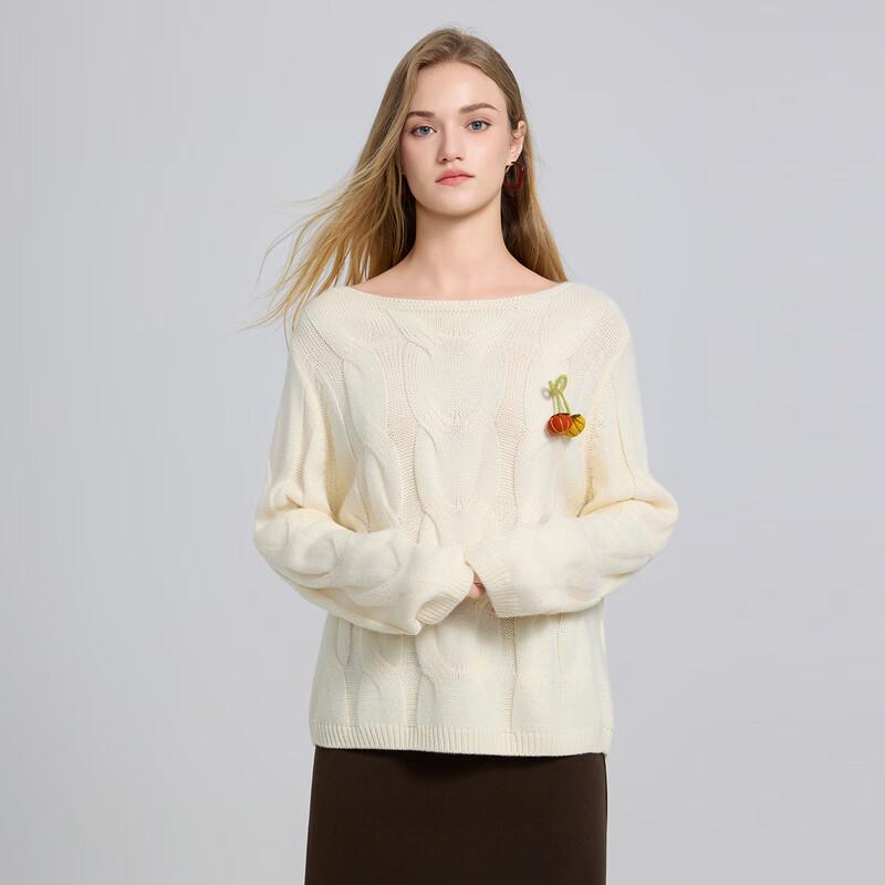 She-Picture Playful Pumpkin Cable Knit Sweater