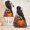Women Plus Size Two Piece Set Short Sleeve Cardigan Strappy V Neck Flared Dress Pumpkin Bear Printed