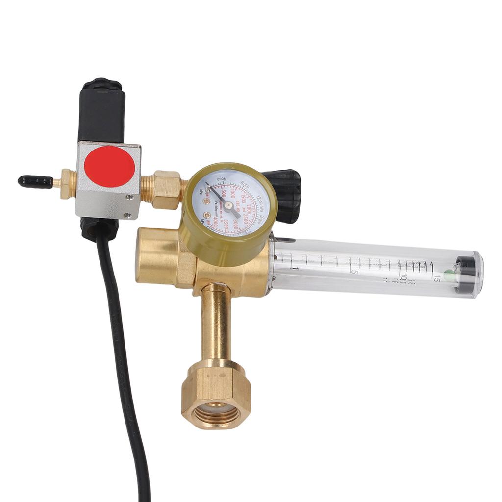 CO2 Regulator with Solenoid Valve and Flowmeter CGA320 Inlet Brass CO2 Gas Regulator for Indoor Hydroponics Grow Tents