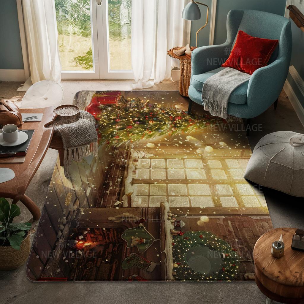 House Entrance Carpet Home Door Mat Living Room Bath Foot Bathroom Non-slip Water Absorption Rugs Bath Merry Christmas Winter