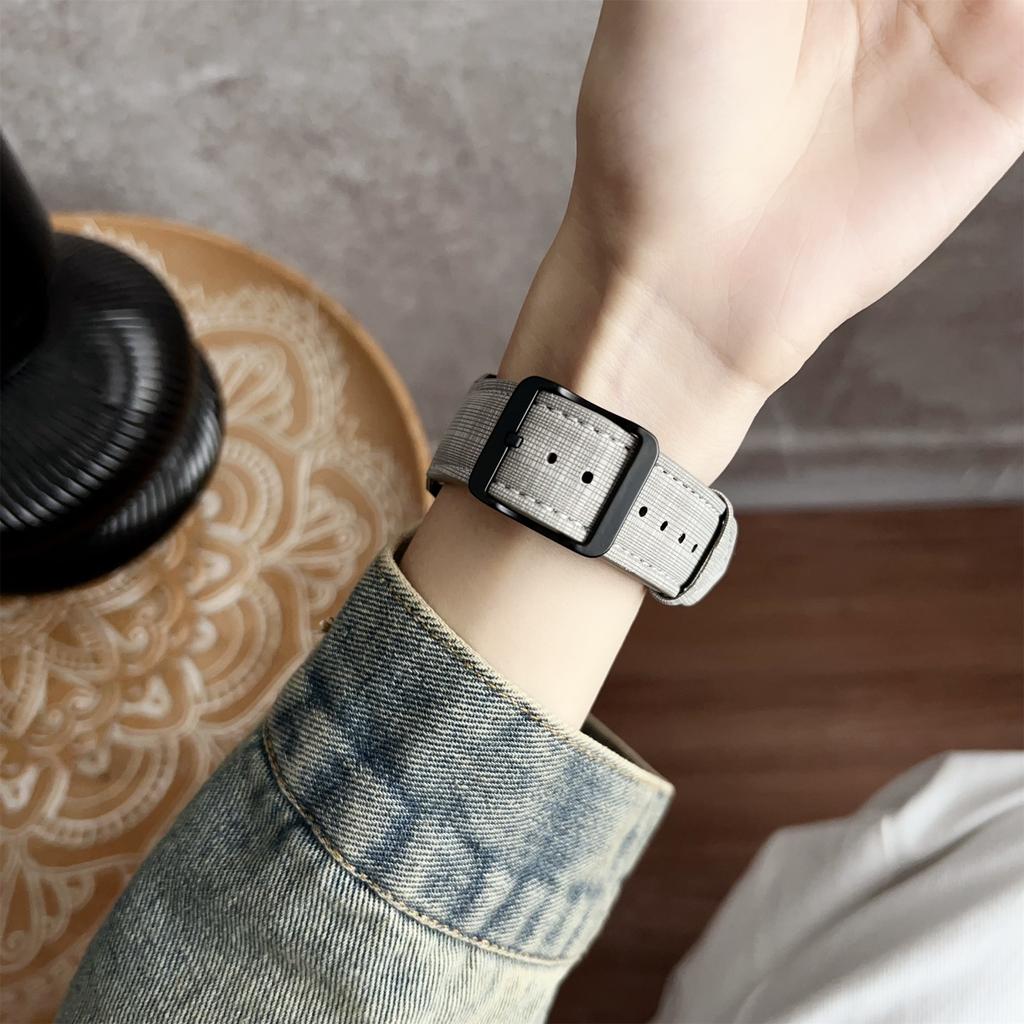 For Huawei Watch GT 5 41mm Watch Band 18mm Braided Checkered Pattern Ring Buckle Leather Wrist Strap