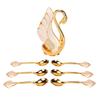 7pcs Zinc Alloy Coffee Dinnerware Set Golden Coffee Spoon Set Swan Base Holder  For Coffee Stirring