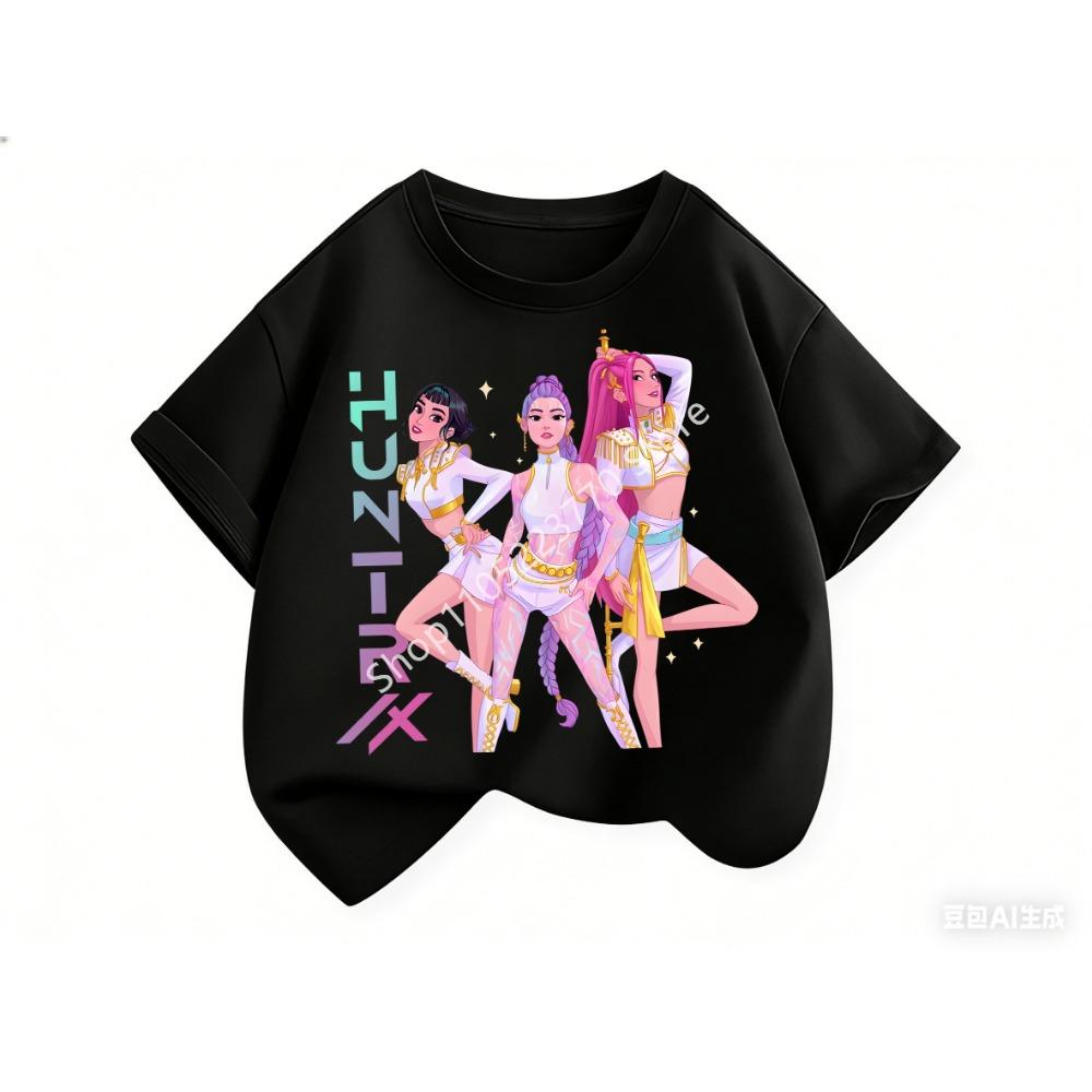 2026 Toddler Girl Clothes Kpop Demon Hunt Ers Cartoon Tee Shirt Funny Gift for Fans Harajuku Cool Kids T-shirts Summer Tops