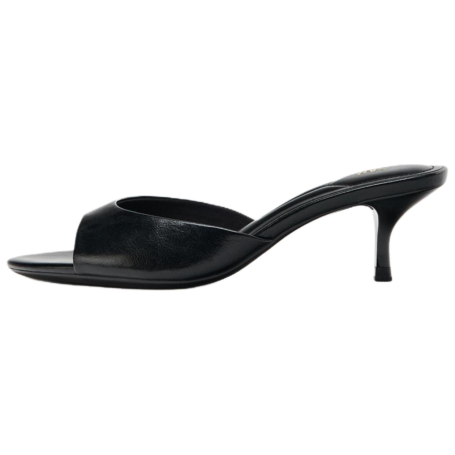 

Zara Elegant Comfortable Patent Leather Effect Mule Heels Women Heels Black 12361510800-38 37