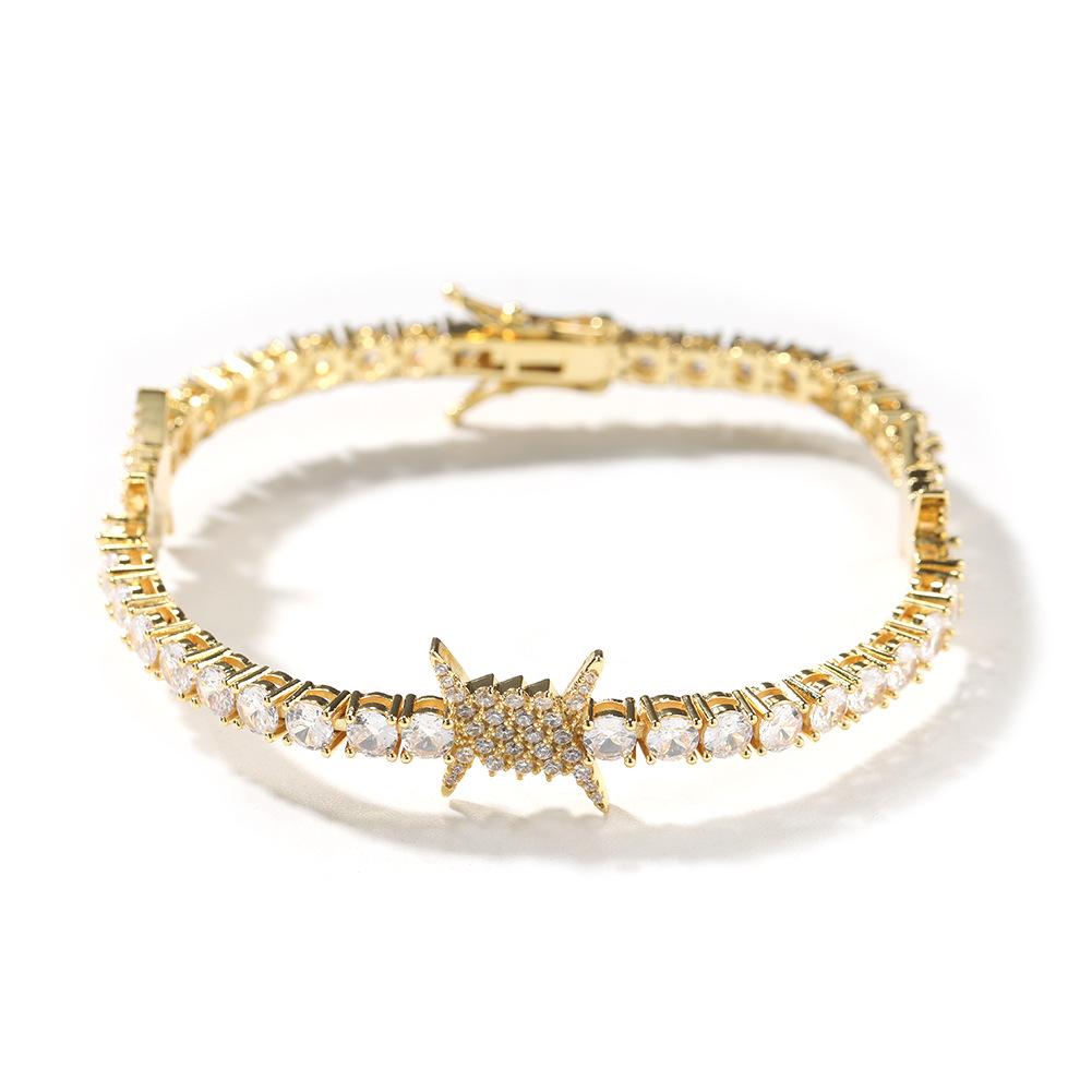 Hip-hop jewelry plug-in wire thorns tennis bracelet copper inlaid zircon accessories 7inch