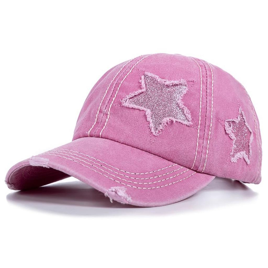 Fashionable Baseball Caps Five Point Star Baseball Cap With Curved Brim And Ponytail Design For Women Outdoor Sports