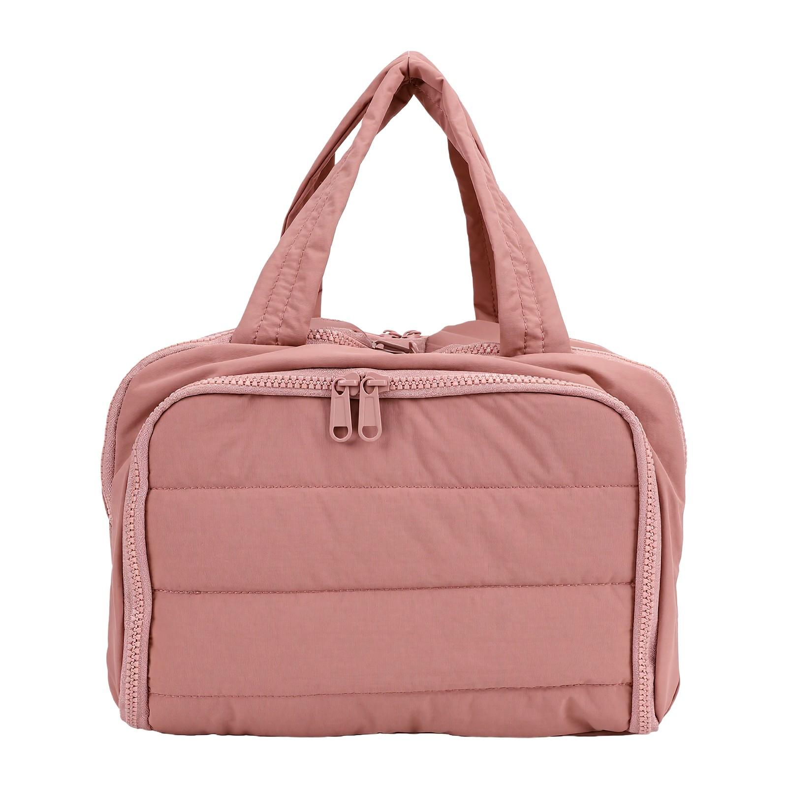 Opgeblazen Reis Toilettas Lichtgewicht Grote Capaciteit Verticaal Staand Nat Droog Scheiding Make-up Tas voor Vrouwen brown