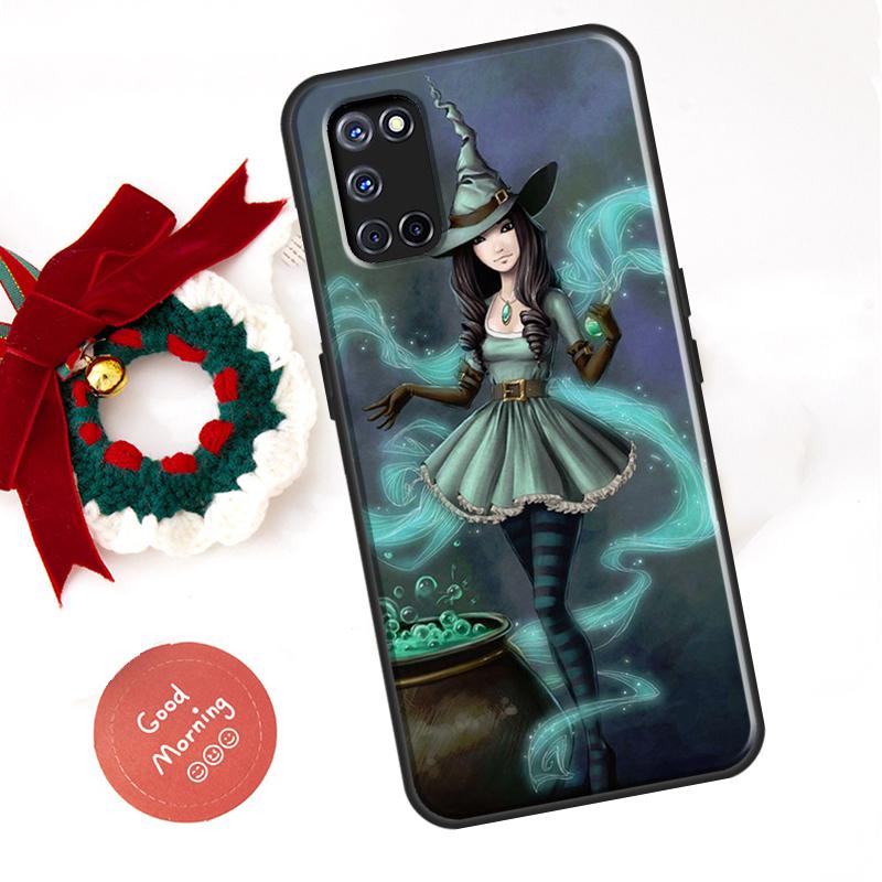 Halloween Moon Witch Horror Coque For OPPO A94 A74 A54 A5 A9 A31 A53 A53S A52 A72 A83 A91 A1K A15 A3S A5S Case Cover