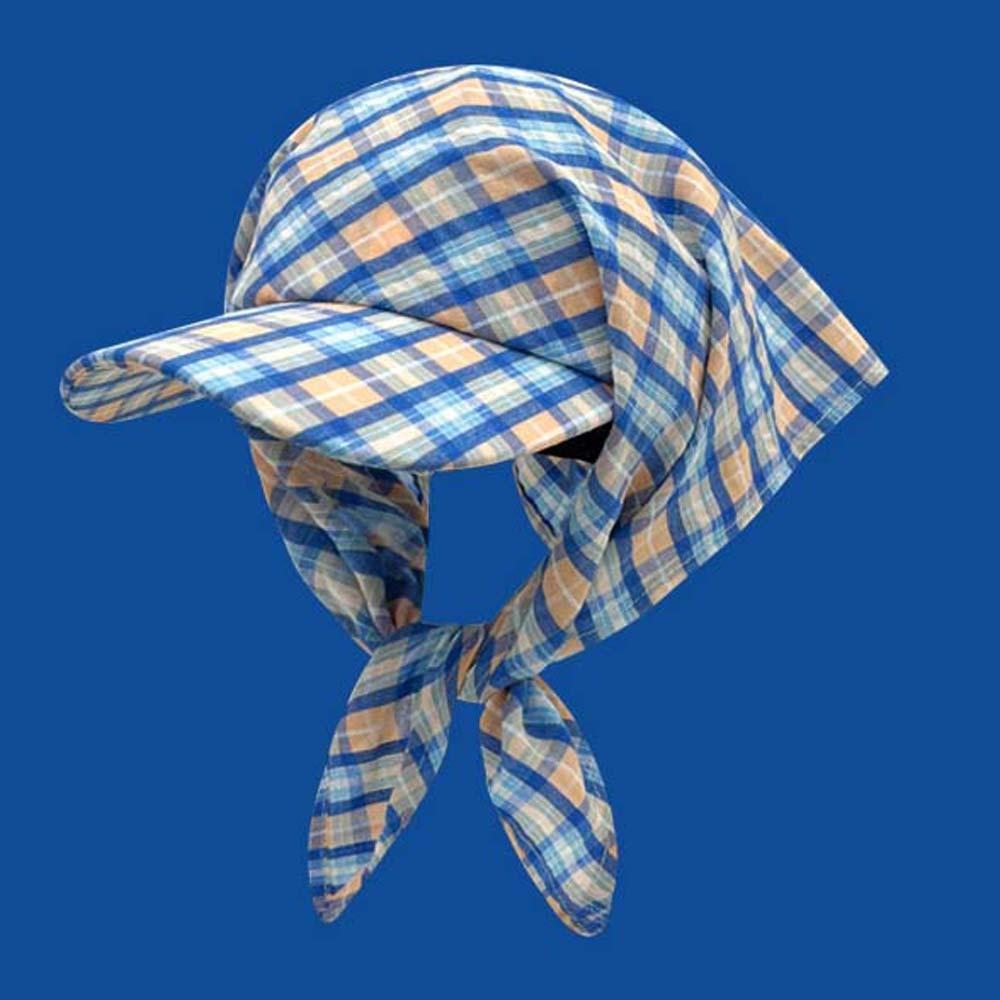 Driving Korean Style Headscarf Baseball Hat Plaid Breathable Triangle Headscarf Hat Sunshade Cotton Strappy Bandana Cap Women
