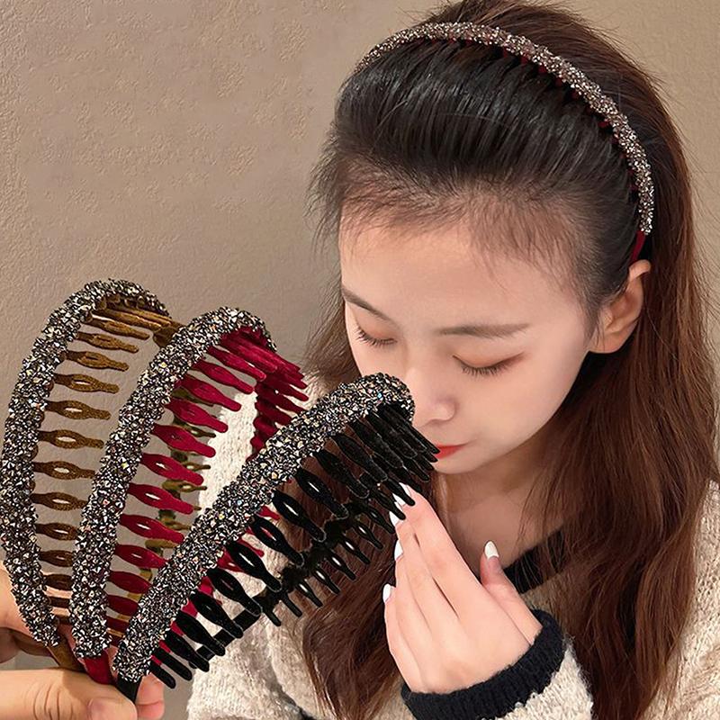 Flocking Bezel Hair Hoops For Women Ladies Solid Color Toothed Non-Slip Headband Hair Band Hair Accessories