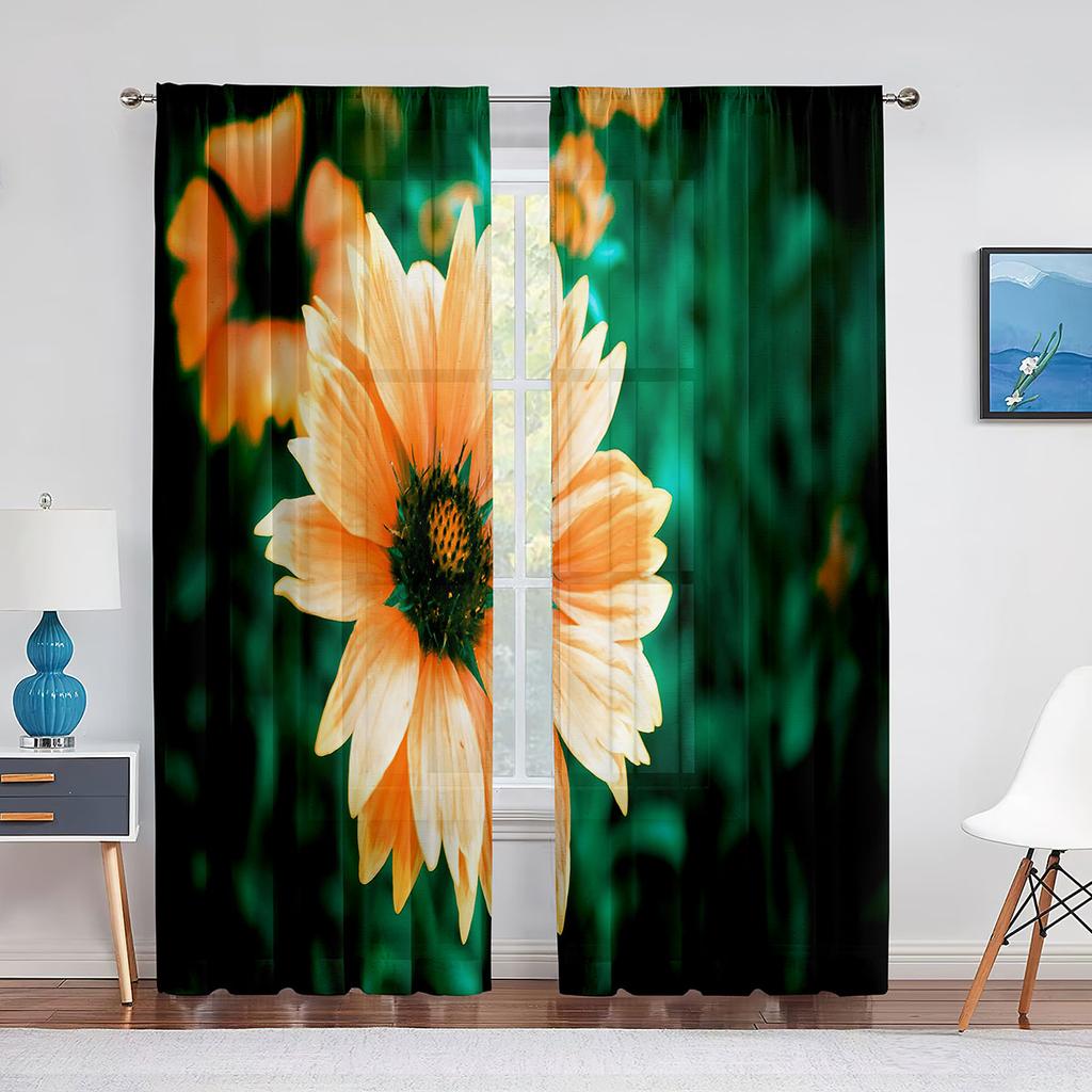 Weiße Blütenstaubgefäße Nahaufnahme Transparenter Voile Vorhang Fensterdekoration für Wohnzimmer Schlafzimmer Dekor Vorhänge Chiffon Tüll Vorhang