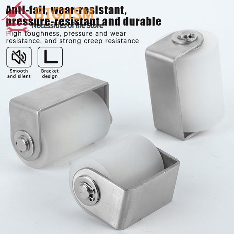 201 Stainless Steel Perforated Bracket Guided Nylon Bearing Mobile Door Pulley Positioning Roller Household Hardware Accessories