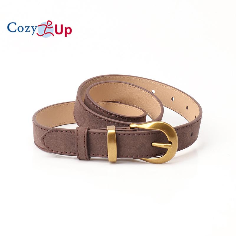 

Женский средний идеальный кожаный ремень 103x2.3cm темно-коричневого