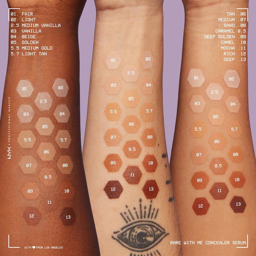 NYX Professional Makeup Corrector Serum, Natürliches Ergebnis, Feuchtigkeit und Mittlere Deckkraft, Bare With Me, Farbton: Vanille, 9,6ml