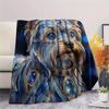 Blue Gemstone Puppy Kitten Print Flannel Blanket,High Quality Comfortable for All Seasons,Home Decor,Warmth and Comfort,Perfect for Christmas Gifts