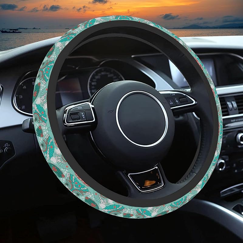 Wildflower Car Steering Wheel Cover, Flower Car Accessory For Diverse Cars, Cute Floral Print Steering Wheel Cover Protector For Women, For Steering
