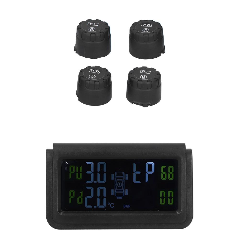 Solar Power Tire Pressure Monitoring System Display Sound Warning TPMS with 4 Sensors