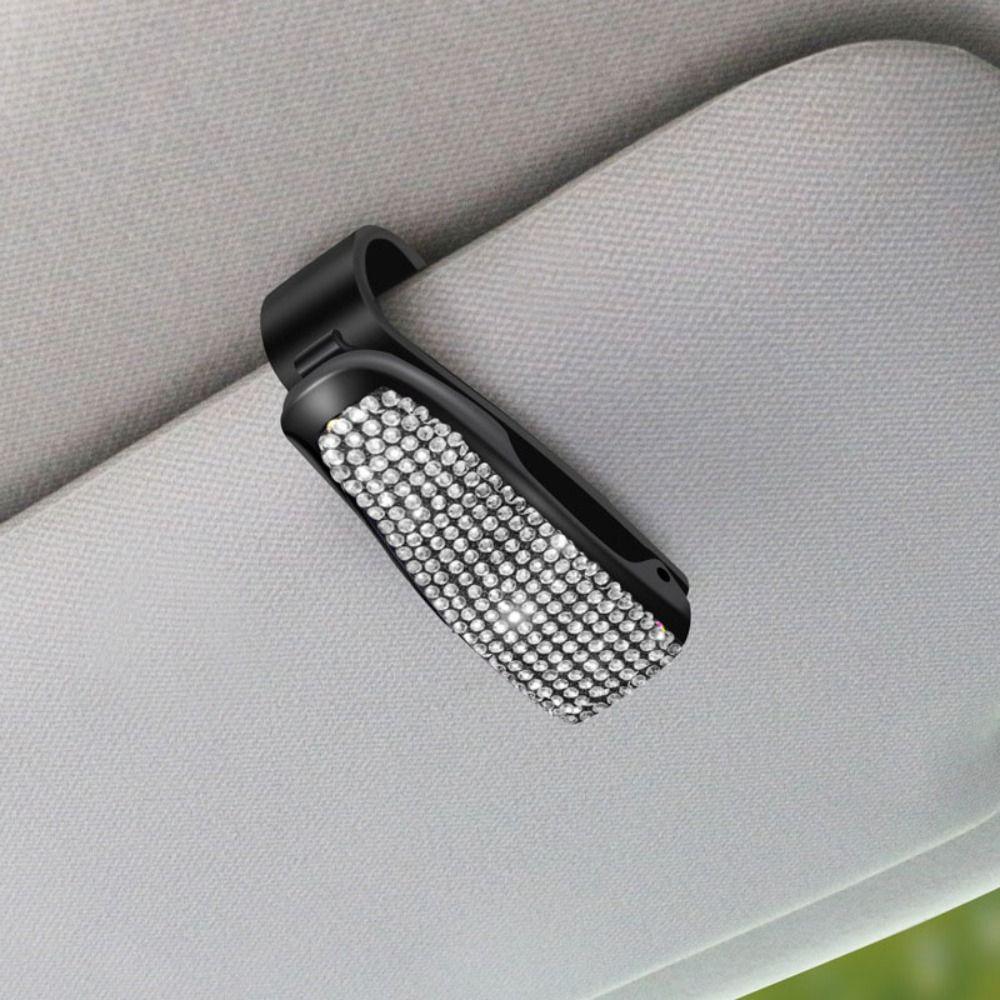 

Хрустальный автомобильный солнцезащитный чехол для очков со стразами, крепление на солнцезащитный козырек, подарок, зажим для солнцезащитных очков, женский белый