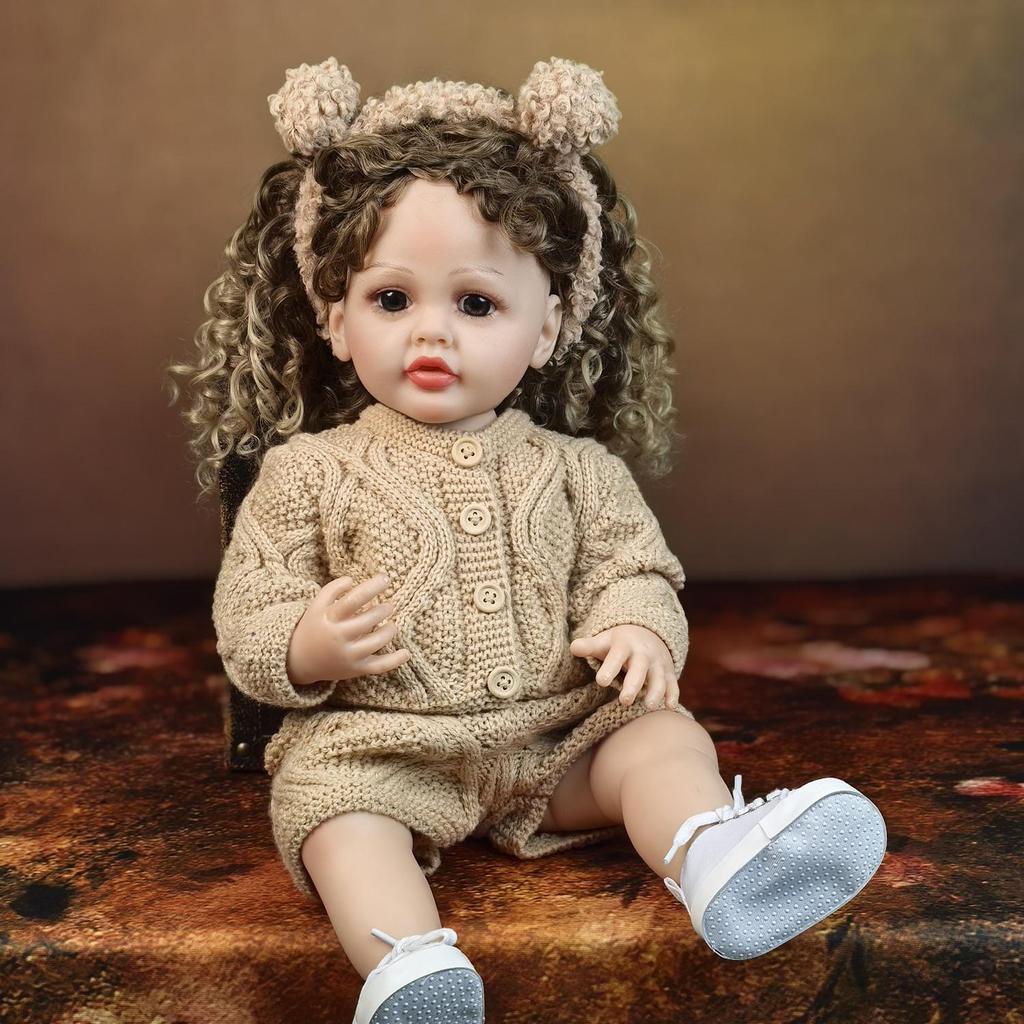 Fashion Curls hair Reborn Baby Dolls 55 cm Girl Lifelike Bear KEIUMI Fashion Babies Doll Model Kids Playmates Birthday Christmas Gifts Toy