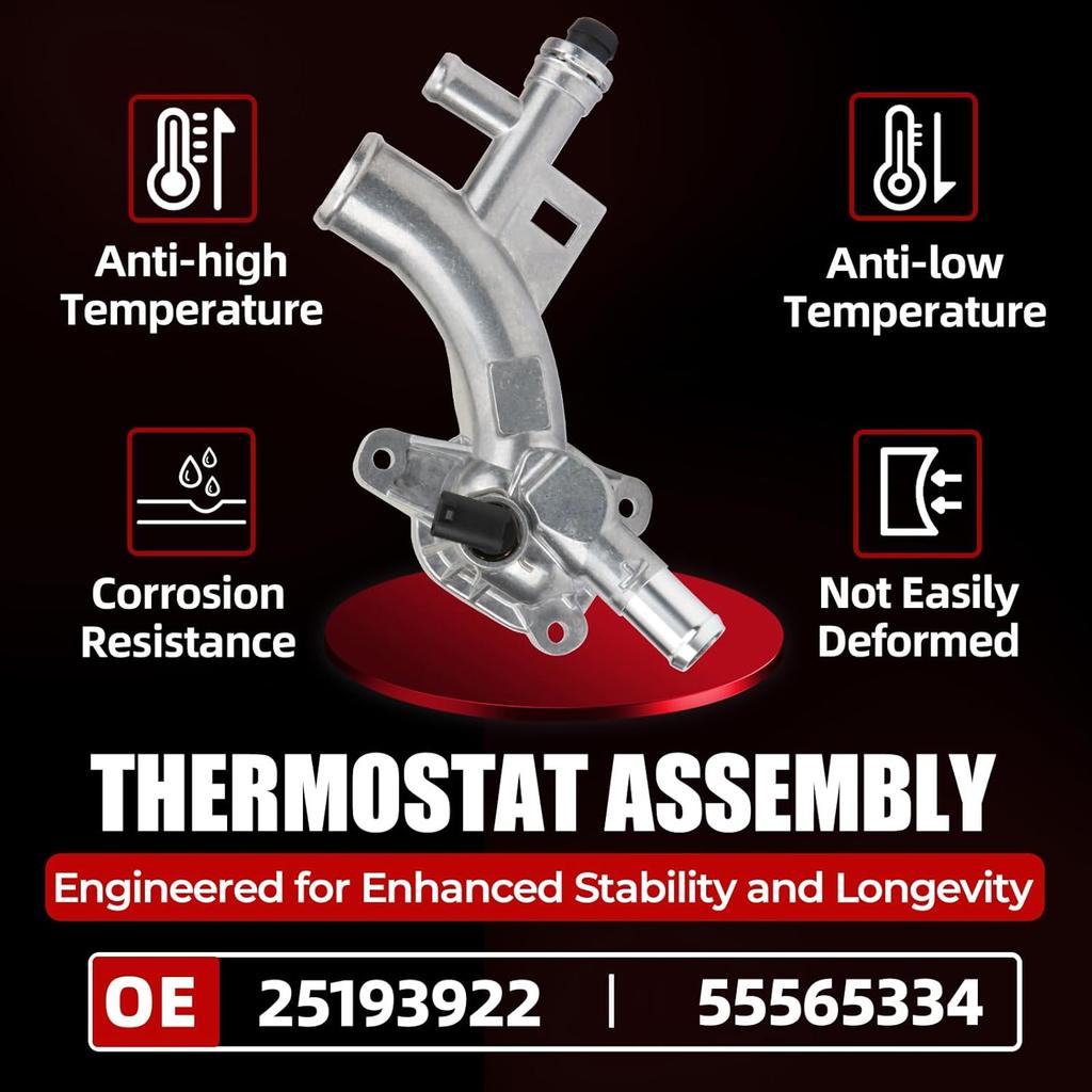 MITZONE Upgraded Aluminum Coolant Housing Water Outlet Compatible With 2011- Chevy Cruze Sonic Trax Volt Buick Encore 1.4L Replace 25193922 902-846